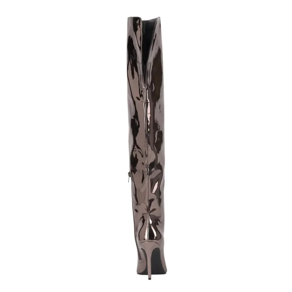 INC Women's Sedona Shiny Over The Knee Boots Pewter Size 8 1/2